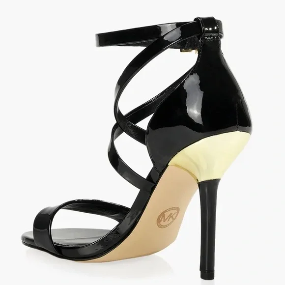 Michael Kors Black Patent Faux Leather Astrid Sandal with Box, Women’s Size 5.